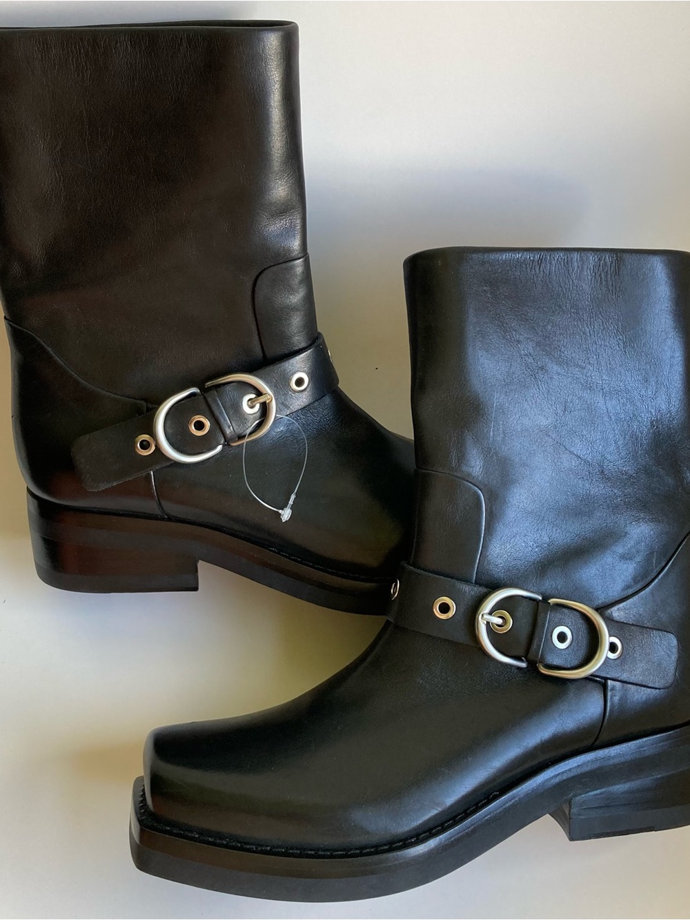 Rag & Bone Jax Black Leather Square Toe Chunky Moto Buckle Boots, NWOB Sz 39.5/9 - Picture 7 of 16